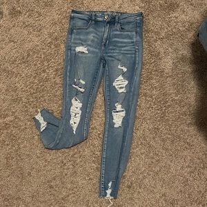 American Eagle High Rise Ripped Jeans